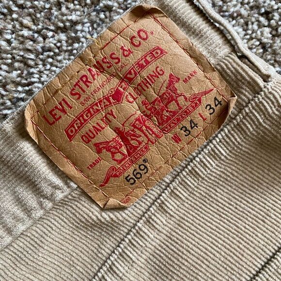 Levi’s 569 Vintage Corduroy Pants Loose Straight Fit Tan Y2K Mens Size 34x34 - Picture 7 of 9